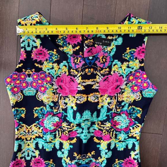 Zara Basic Flora Print Slim Fit Mini Dress, Size M - Picture 4 of 8
